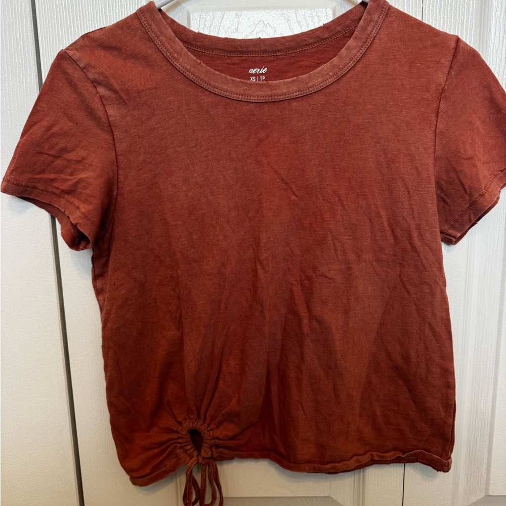 Aerie Coral Tie Cropped Tee